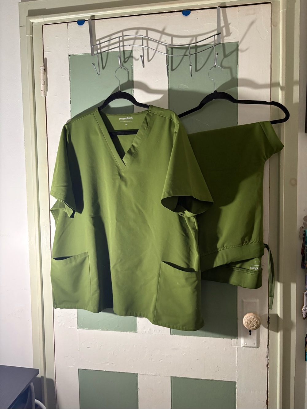 Mandala Moss Green Medical Scrub Top and Pants Set
